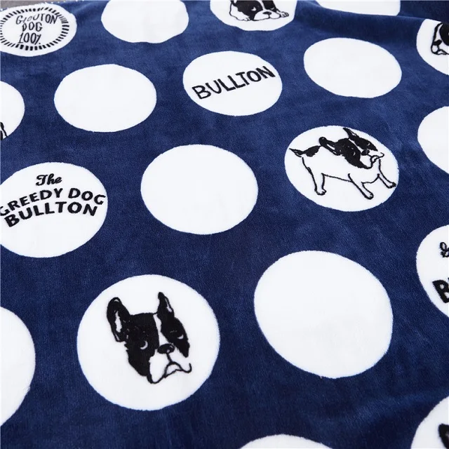 Light blue milk bottle and dog printed flannel kids newborn fleece baby blanket