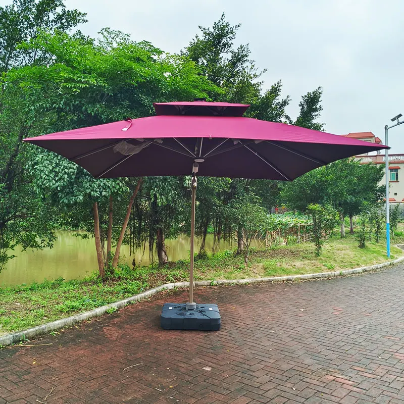 Tuoye Outdoor Patio Waterproof Polyester Parasol Waterproof aluminum Frame 3*3M Double Layer  Roman Umbrella