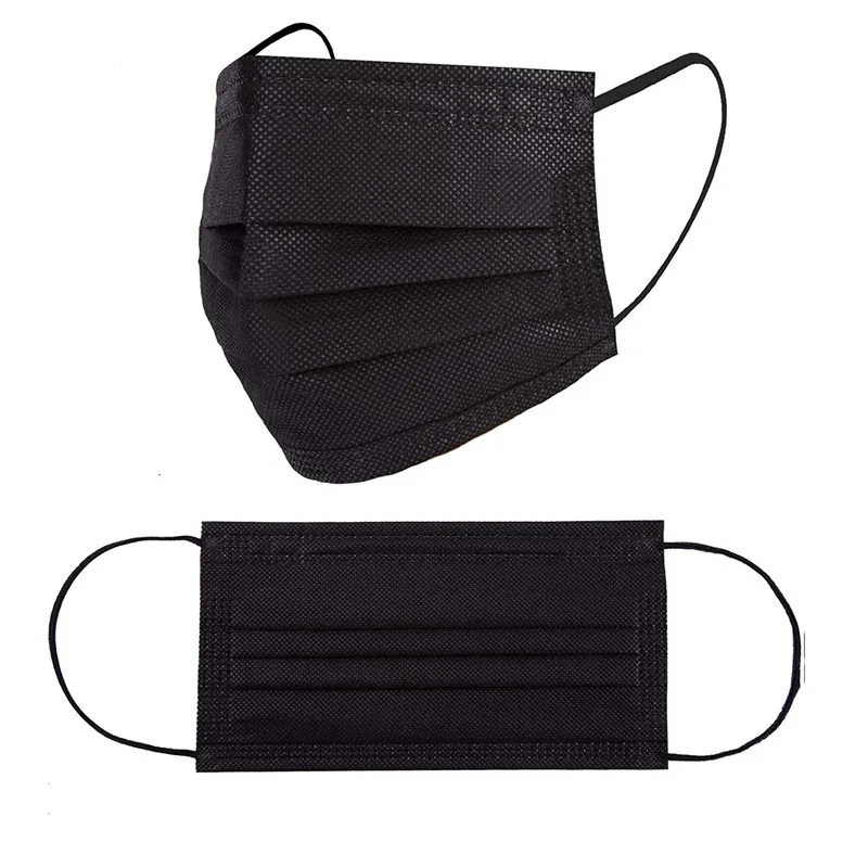 Black Disposable Face Masks, 100 Pack Black Face Masks 3 Ply Filter Protection