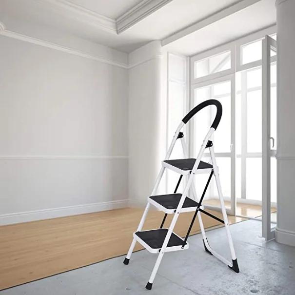 EN14183 standard for house supermarket steel f 3step folding ladder