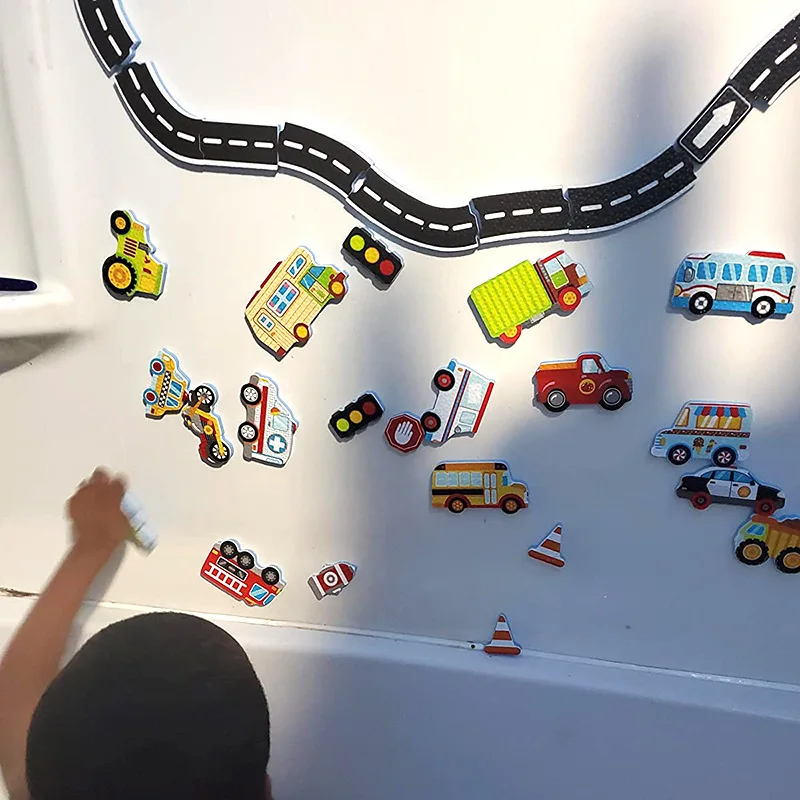 38-Piece EVA Baby Train Bath Wall Stickers Customizable Floating Fun Toy for Splashing in Bath Pool Cartoon Style