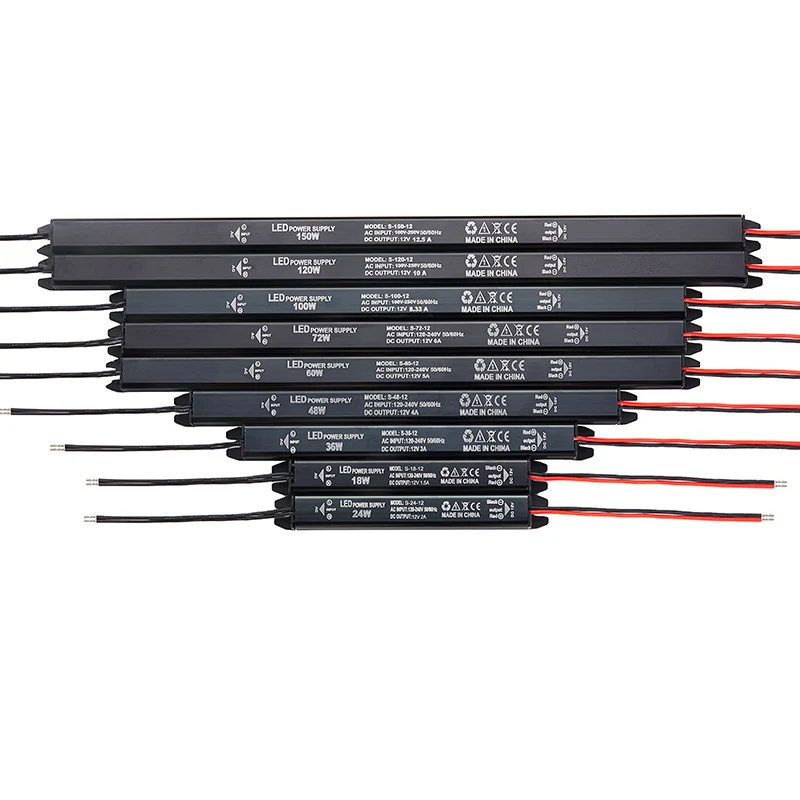 Ультратонкий Светодиодный источник питания с постоянным напряжением переменного тока в постоянный светодиодный драйвер алюминиевый корпус 24 В для европейского рынка