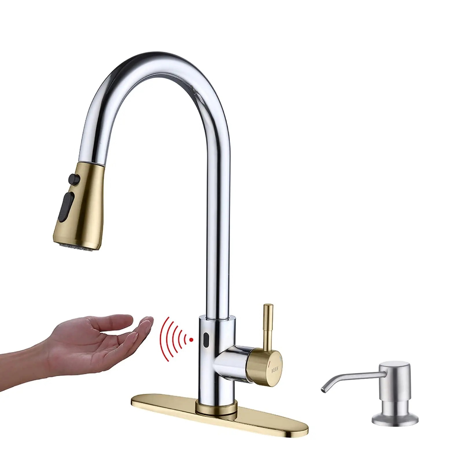 Touchless Kitchen Faucet with Pull Down Sprayer, Motion Sensor Kitchen Faucet with Kitchen Soap Dispenser, Single Kitchen Faucet