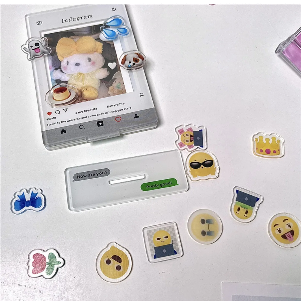 Acrylic Custom Stray Kids Plush Car Card Holder Photo Coaster Set With Holder