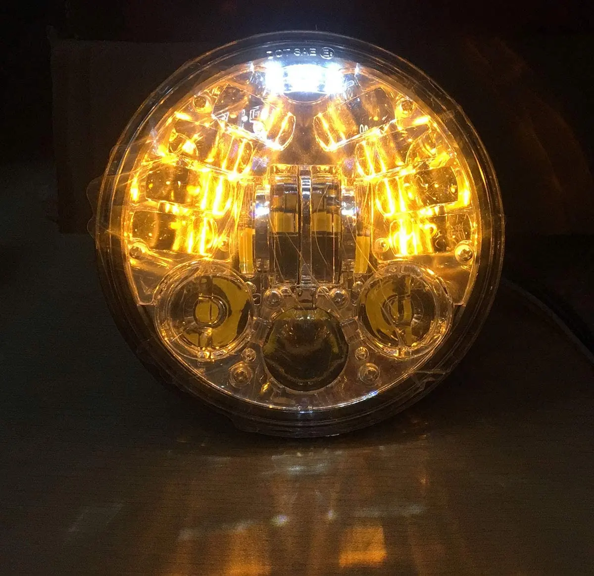 Dot E-mark Chrome H4 Projector 5.75 inch Motorcycle Led Headlight with Daylight for Harleys Davidsons