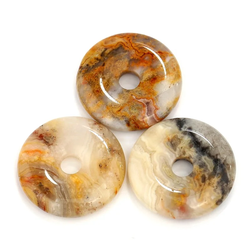 Wholesale Natural Crazy Lace Agate Donut Shape Circle Pendant Size for Sale | Gemstone Crystal Donuts Bulk