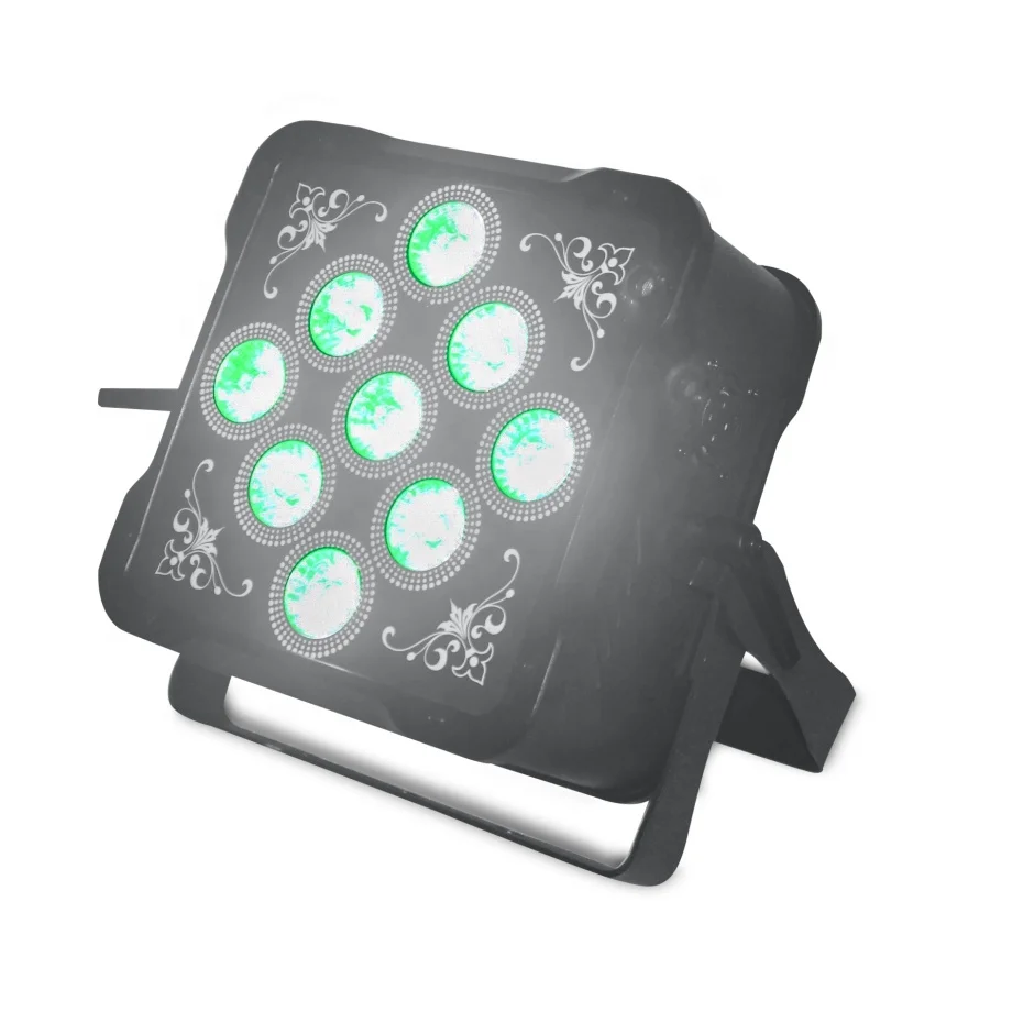 9x18 Вт dj светодиодные лампы flat par RGBAW + УФ 6 в 1 dmx беспроводной пульт дистанционного управления питанием от батареи uplights