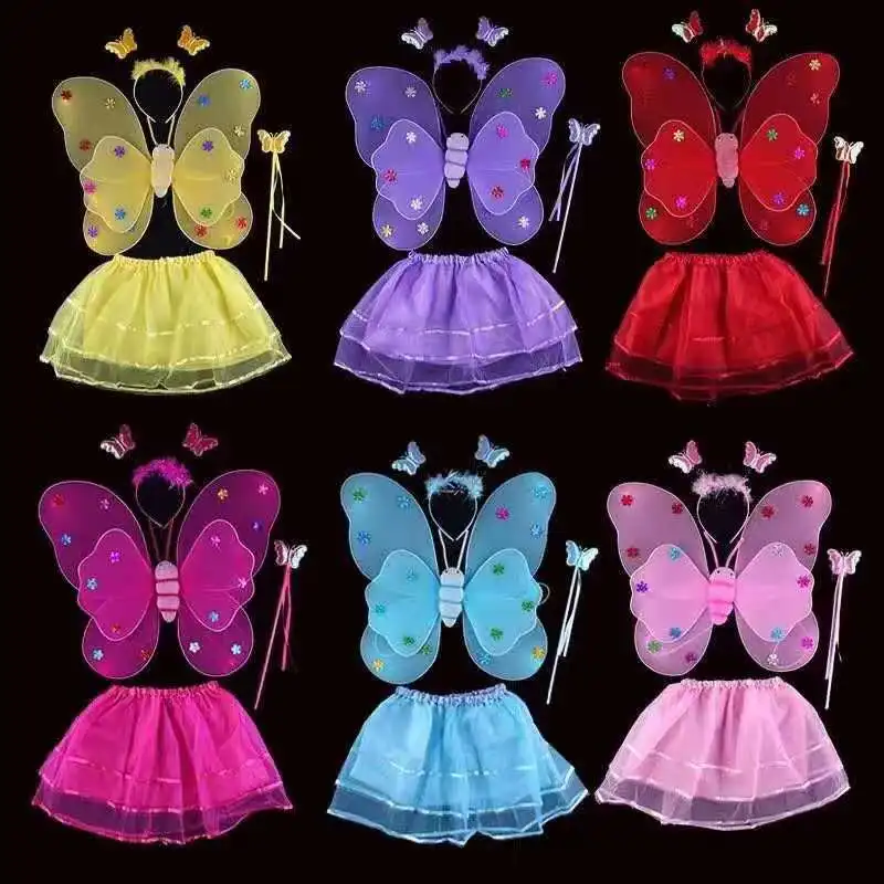 O028 New Christmas costume Angel butterfly wings four-piece party stage costume props