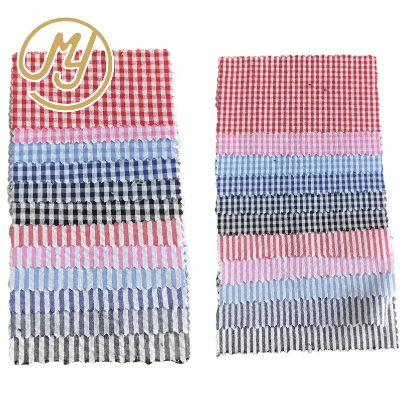 New Design Stock Wholesale shirt Yarn Dyed Woven check dress plaid cotton seersucker fabric