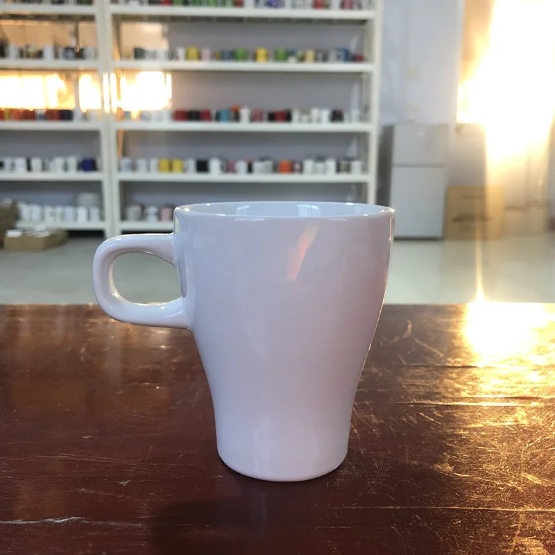 Wholesale Customized 10 oz coffee protection color gaze ceramic mug with mini cube handle