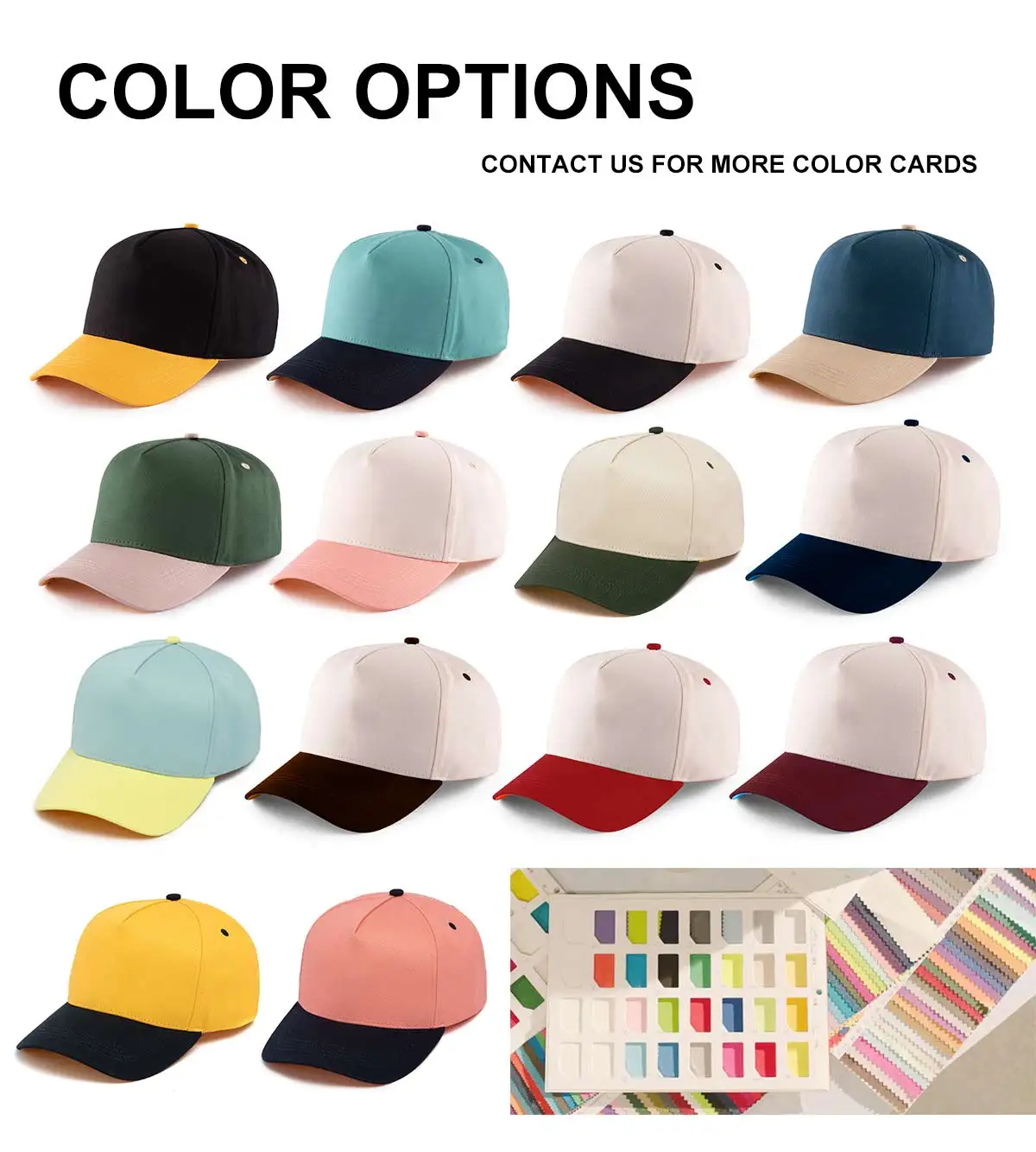 wholesale High quality Designers Two Tone Baseball Hats Custom 5 panel Sports Baseball Cap for men