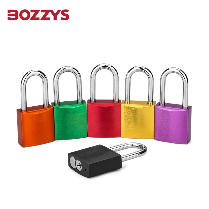 Compact anodized aluminium padlock with 6*38mm nylon shackle and key retaining function to prevent accidental operation