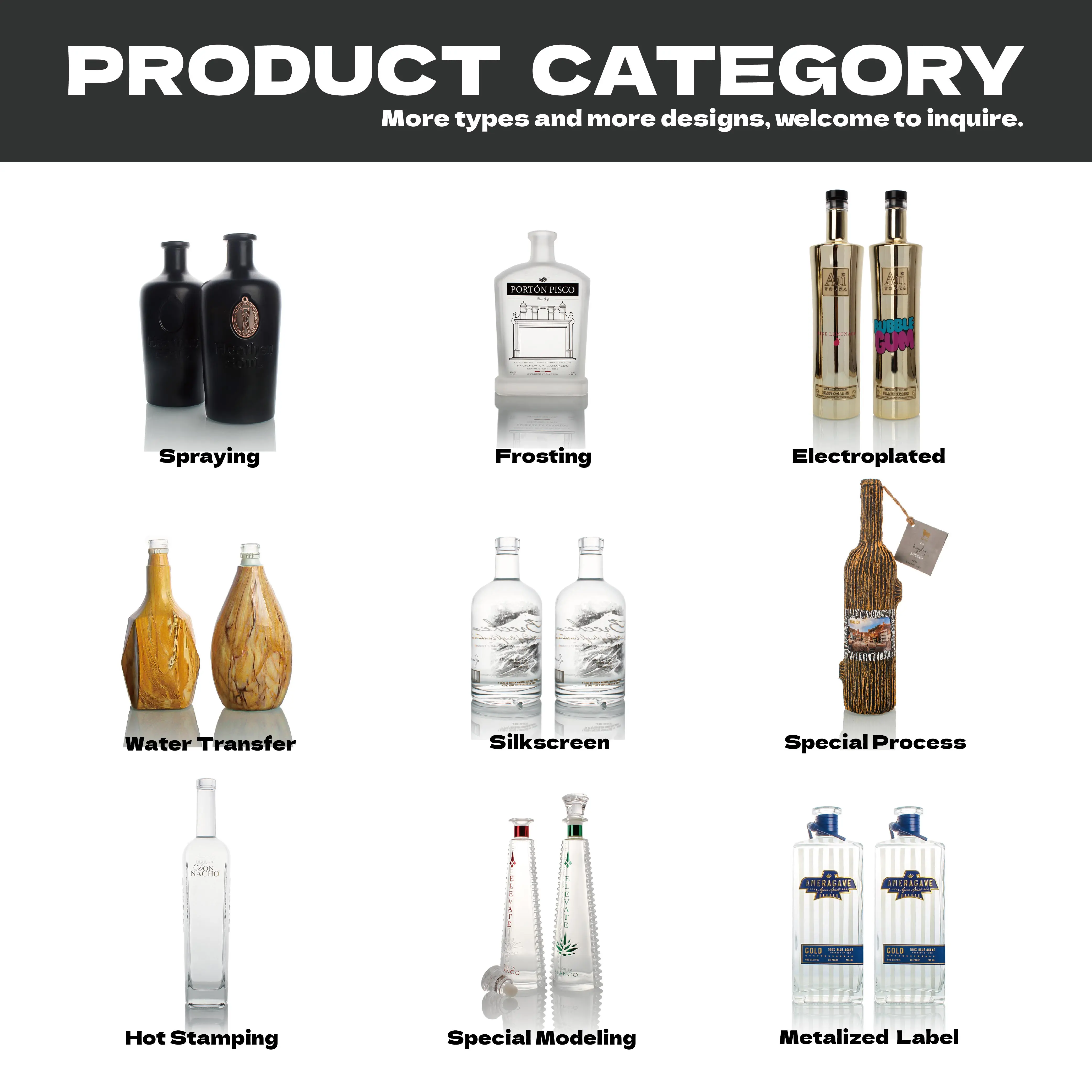 Factory price luxury clear round square european bourbon whiskey brandy  glass bottle with cork stopper 375ml 750ml 500ml