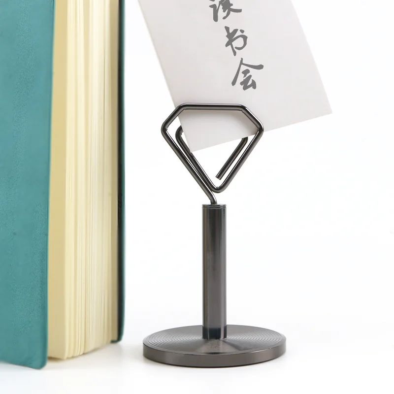 YS3005 High Quality Durable Diamond Shaped Wedding Place Name Number Note Card Clips Metal Table Number Holder