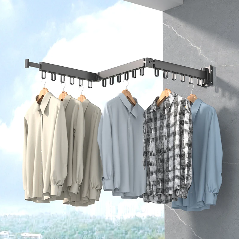 Concise Style  Rotatable Wall Mounted Drying Aluminum Foldable  Rack