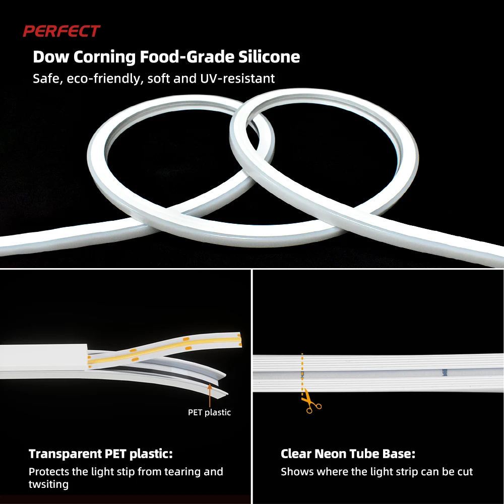 PERFECT Flex 270 -Degree Side Glow Silicone Neon Rope Light with 10mm LED strip for Outdoor Building Decor and DIY  Projects