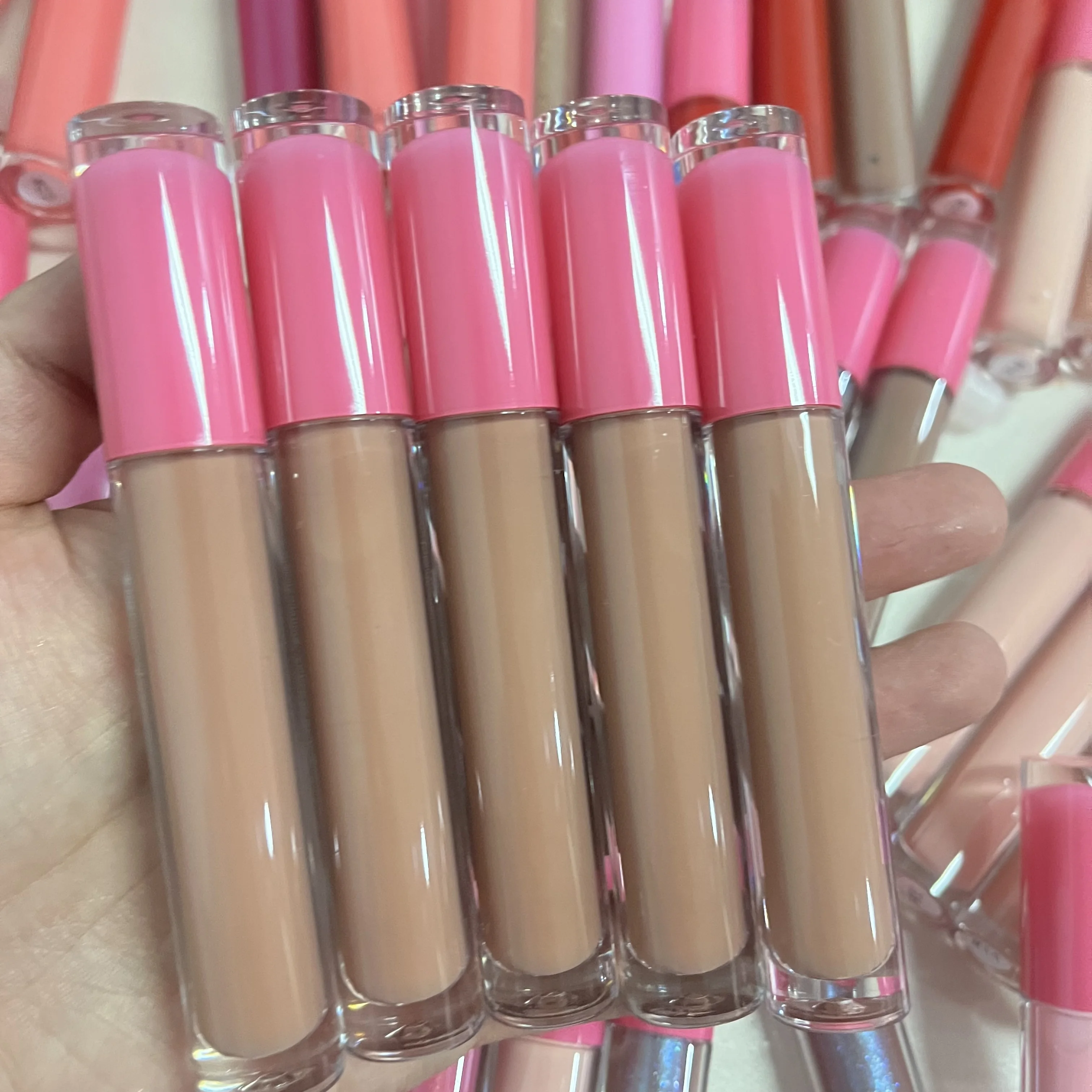 Lipgloss vendor wholesale private label  pink clear tube vegan lip gloss custom