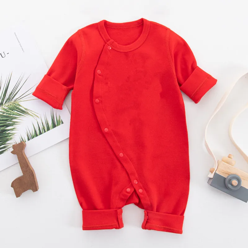 Manufacturer Hot Sale Side Snap Button Baby Rompers Newborn Jumpsuits Rompers Plain Jumpsuit For Baby Boy Jumpsuit 6 12 Months