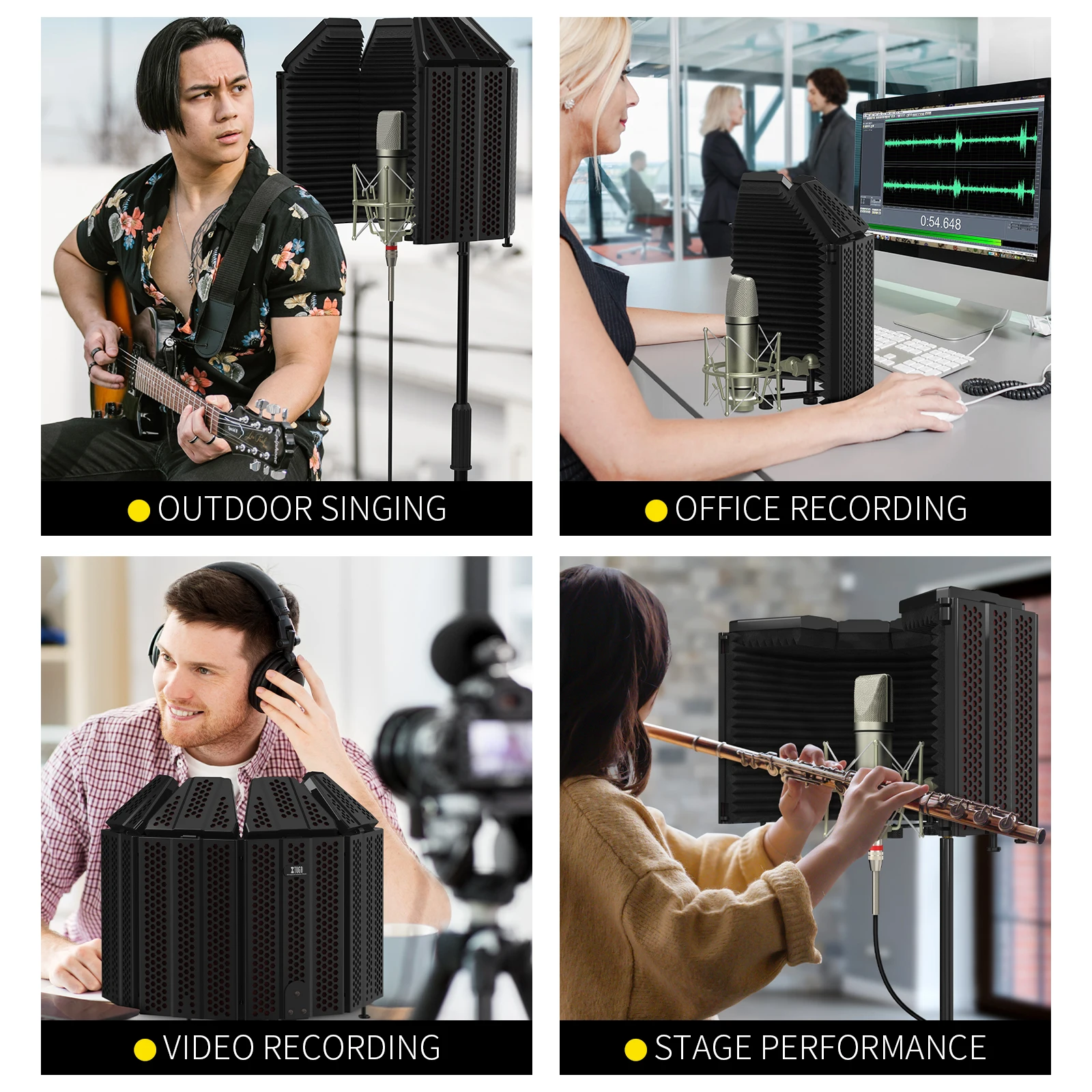 GPUB New Design On Sale Acoustic Foam Windshield Isolation Microphone Shield for Music Studio Room