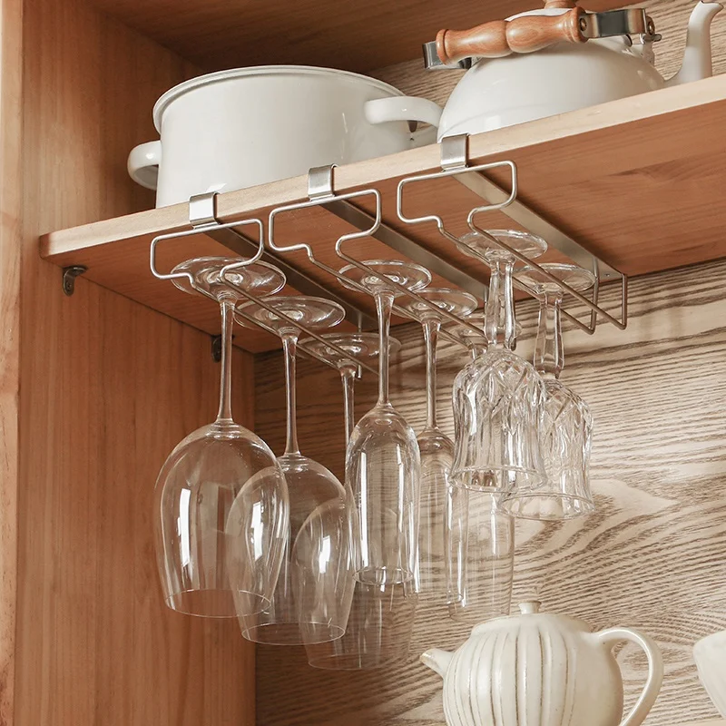 SHIMOYAMA 304 Stainless Steel Metal Wine Glass Cup Kitchen Bar Holder Hanger Under Cabinet Stemware Rack