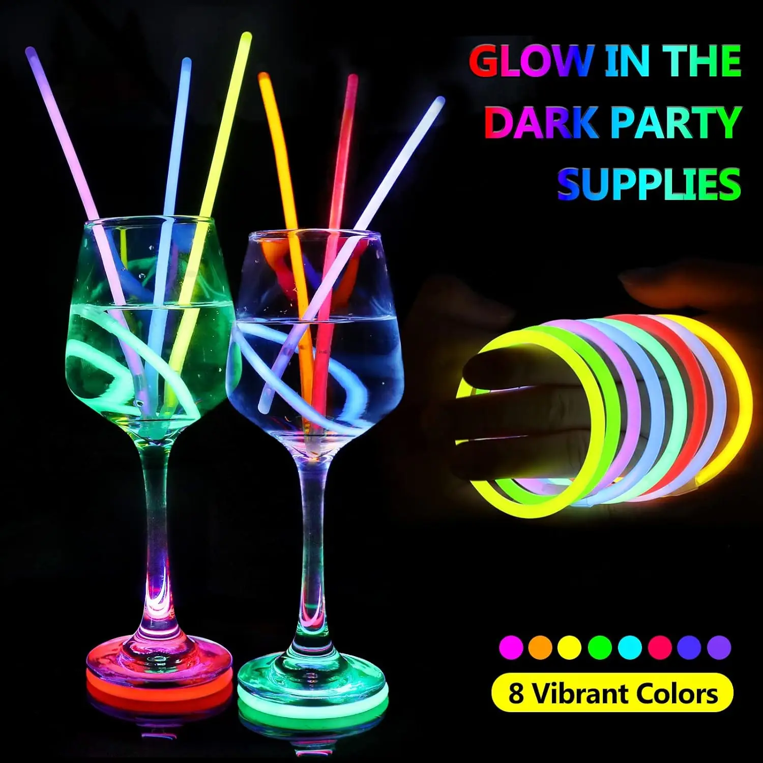 Glow Sticks Bulk Party Favors, Necklaces And Bracelets With Connectors Light Up Birthday Halloween 4th Of July Wedding