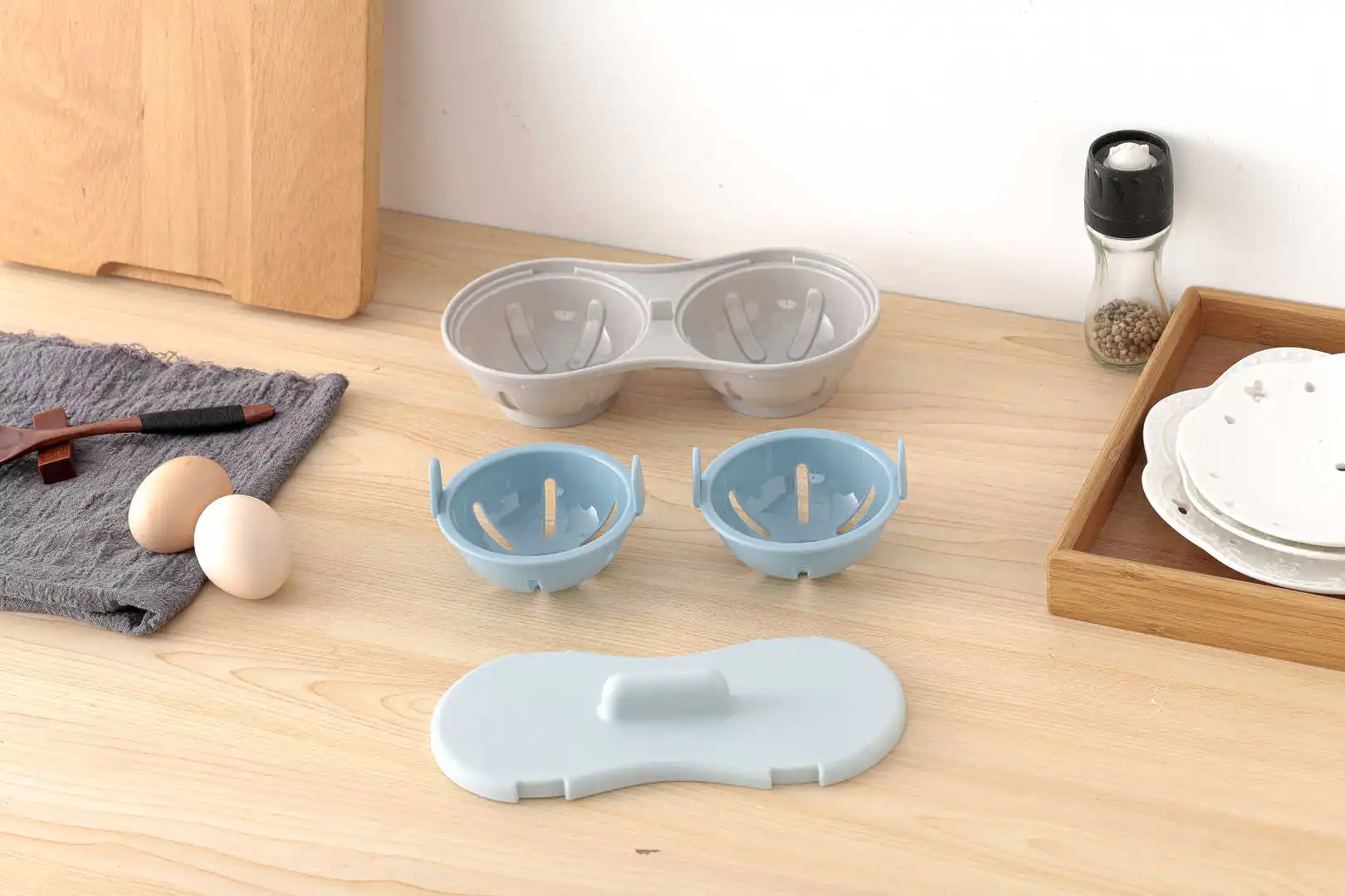 Breakfast magic Eggs Poacher Double Cup Egg Broiler Oven Breakfast Cookware Kitchen Steamed Poached