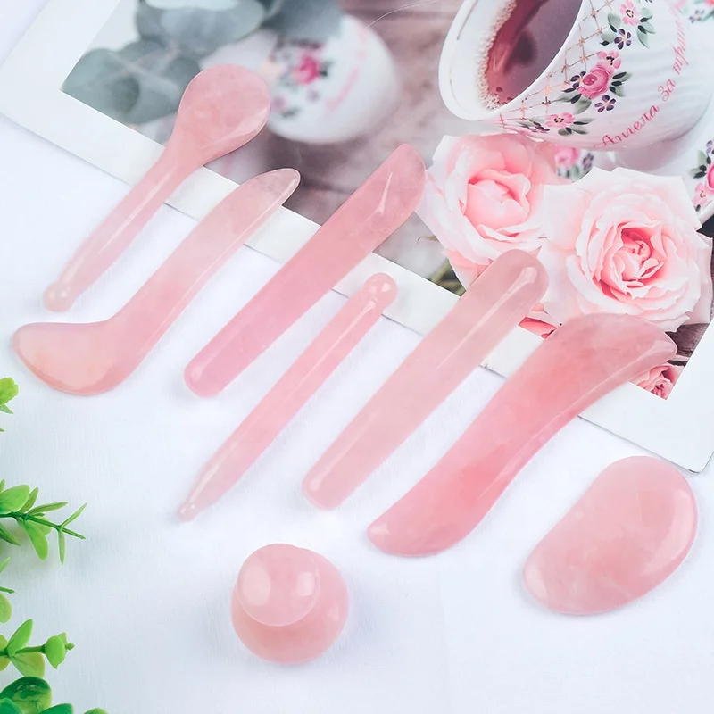 
High Quality Natural Facial Massage Absorbed Jade Roller Stand & Gua Sha Massage Personalized Jade Rose Quartz Roller 