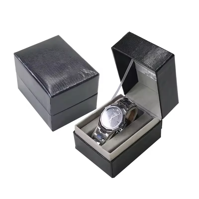 Фабричная продажа, картонная черная бумага, бархатное кольцо для часов, подарочная упаковочная коробка с индивидуальным логотипом