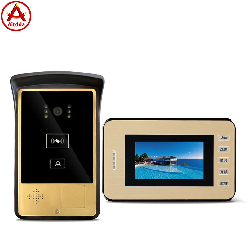 Aitdda New Video Door Intercom System 4.3 Inch Color Touch Screen video door phone