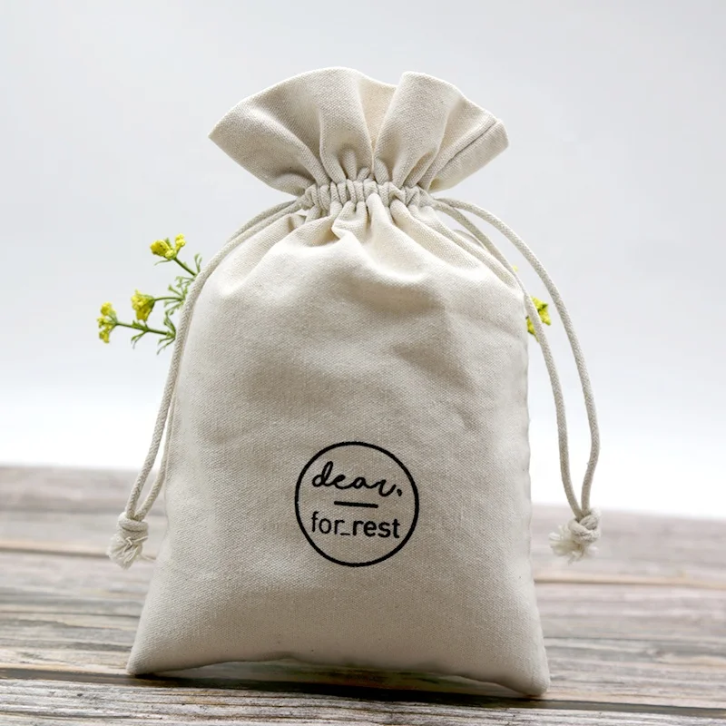 Promotional Eco Foldable Canvas Cotton Drawstring Bag For Tea