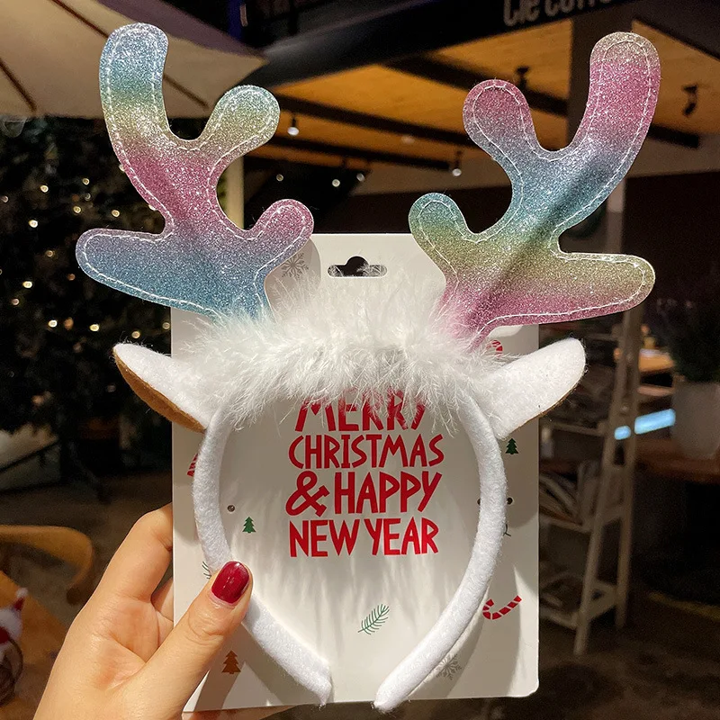 Christmas Headbands Xmas Party Headwear Santa Clause Reindeer Hair Hoop Christmas Costume Accessory