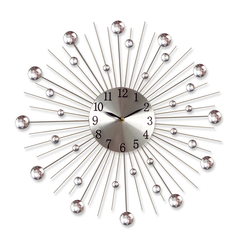 Wholesale Promotional Diamond Metal Wall Clock 20 Inch Round Shaped Clocks 002