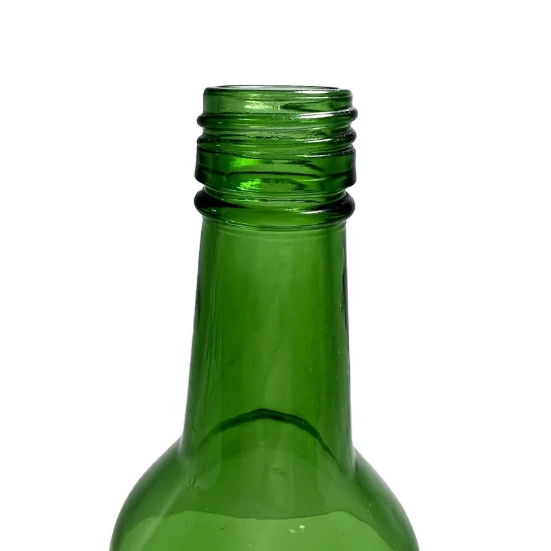 Empty 12oz 360ml Green Beverage Wine Glass Soju Bottle With Aluminum Lid