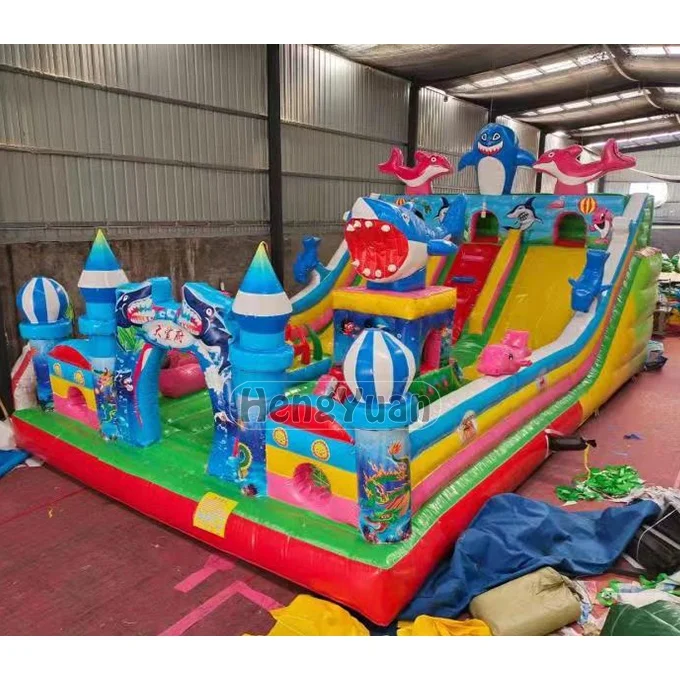 Hengyuan Cartoon Inflatable Kids Jumper Bouncer Combo Slide Ocean World Theme Inflatable Bouncy Castle with Slide