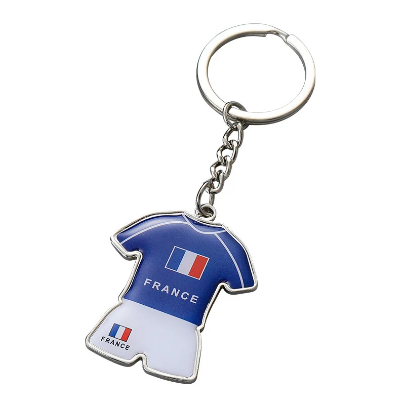 Creative Football Fans Souvenir National Team Shirt Metal Key Chain Ring Custom Car Keychain Accessories