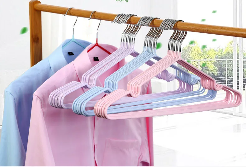 10pcs Colorful Rubber &Stainless Steel Hangers for Clothes Pegs Antiskid Drying Clothes Rack Non Slip Hanger Outdoor Drying Rack