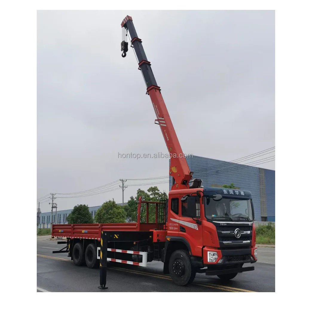 DONGFENG 6x4 10 Wheels Lorry Straight Telescopic Boom Cargo Truck mounted Crane with 10 12 14 Ton Lift Hydraulic for Sale
