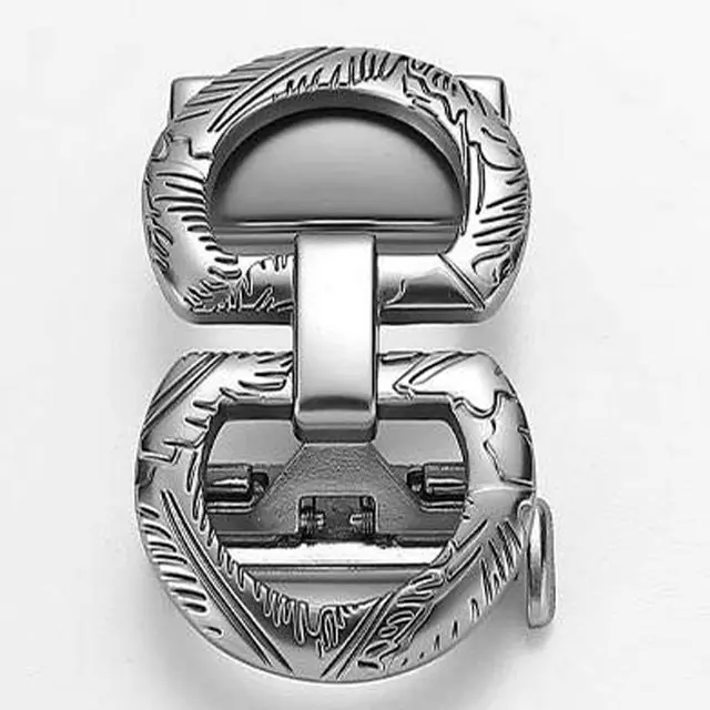 Gunmetal Belt Buckle Custom Cowhide Leather Ratchet Automatic Buckle Adjustable Belt For Men