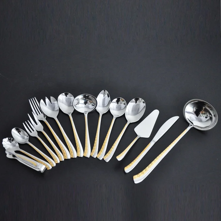 72/84Pcs stainless steel cutlery set gold flatware spoons forks and knife for family wedding parties