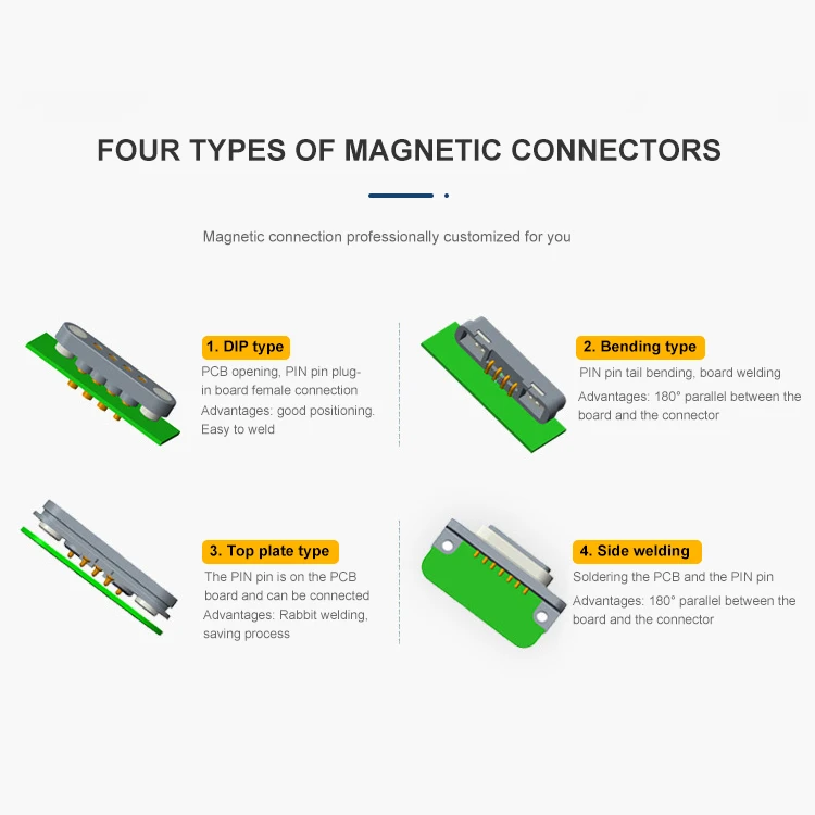 Factory Direct Sale 2 3 4 5 Pin Contact Probes Waterproof Pogo Pin 14Ga Magnetic Connector