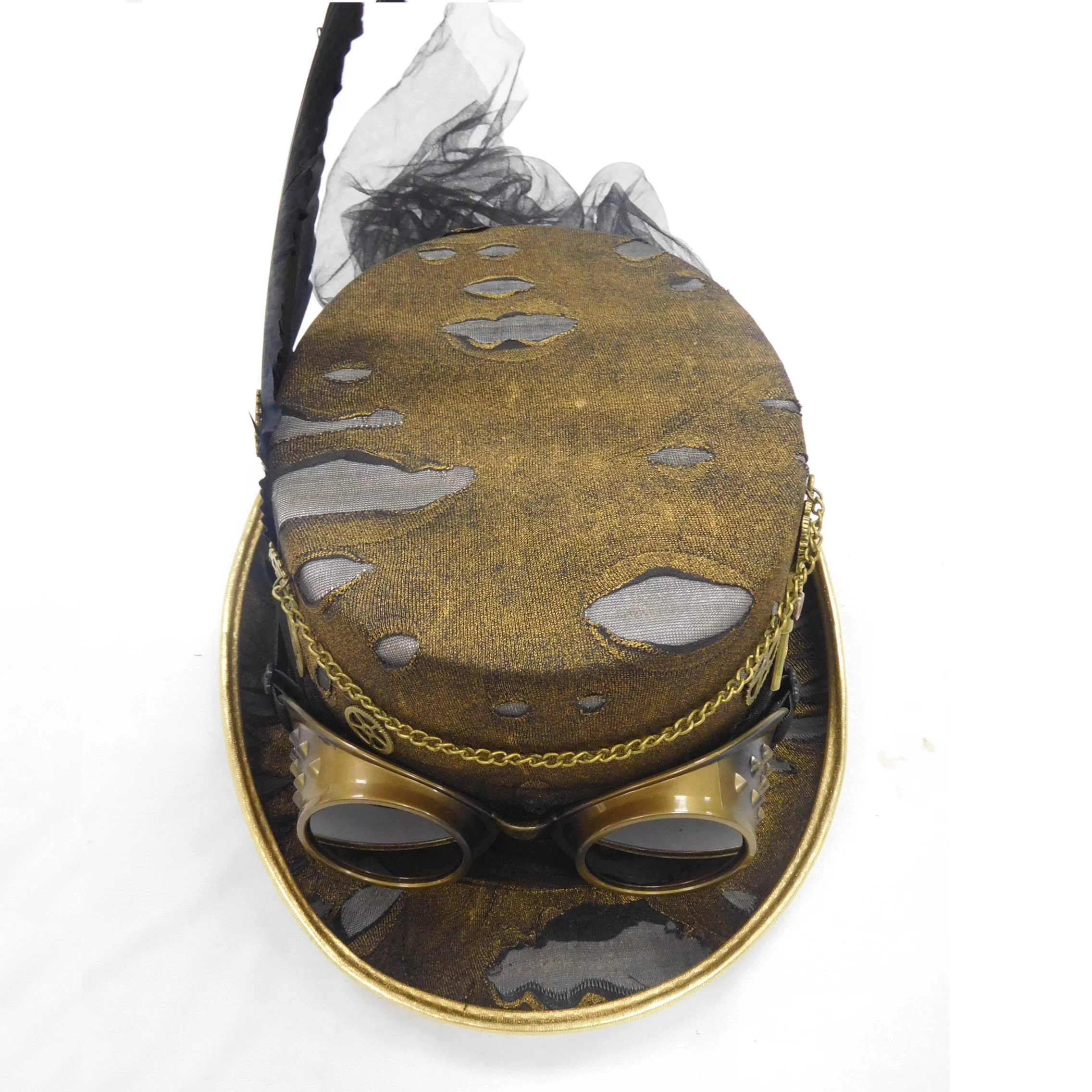 
Wholesale leather steam punk hat With sunglasses Lace hat 