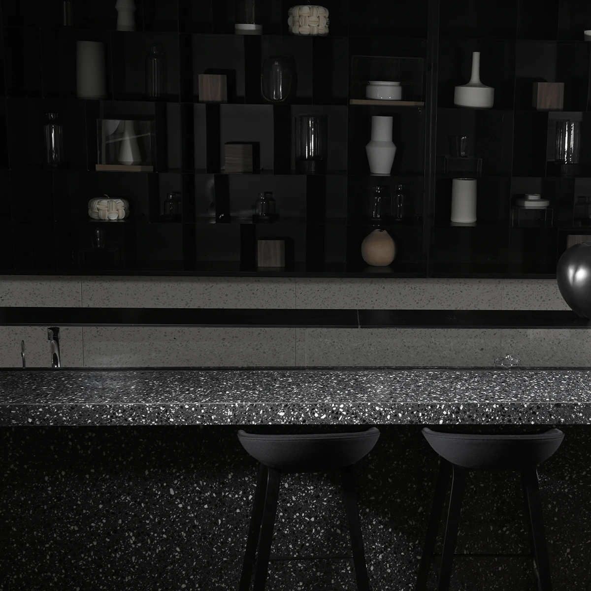 Concrete terrazzo slab modern black pattern design terrazzo table countertop artificial stone for outdoor