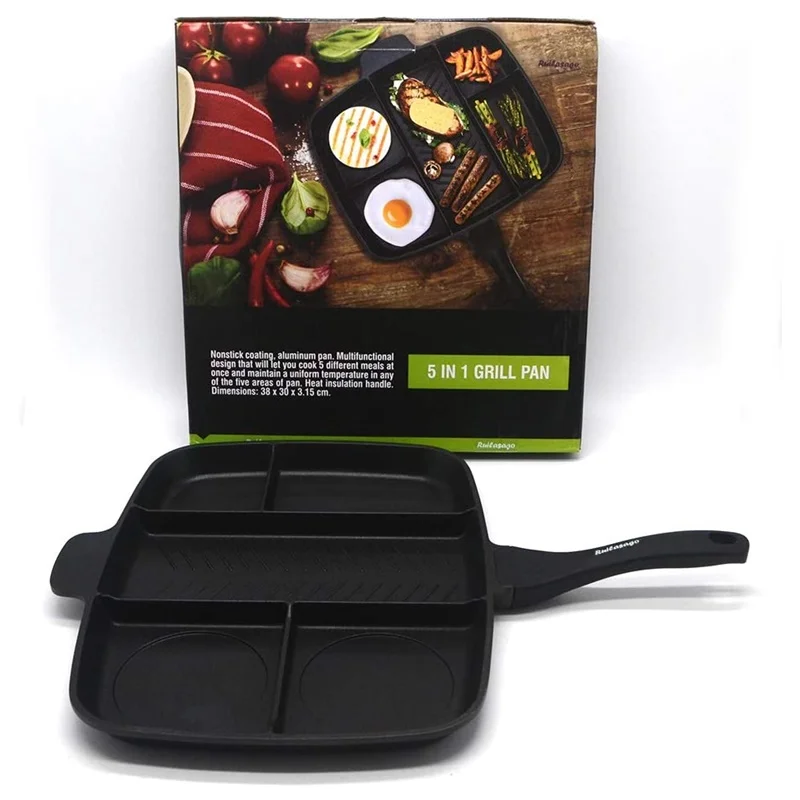 15 inches black divider grill pan Master Pan non-stick deep-fry pan oven-cooking skillet