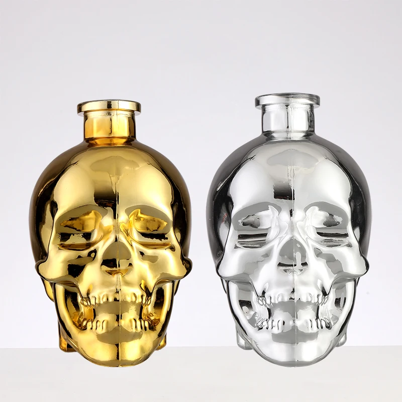 750ml Creative Skull Bottle Liquor Glass Unique Whiskey Bottle