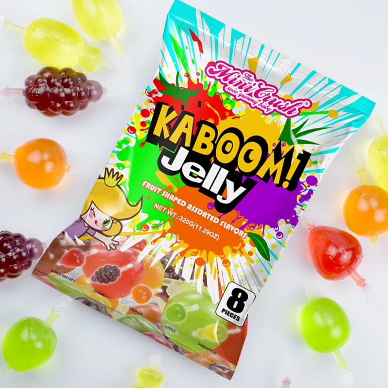 Fruit Jelly Candy, Assorted Flavors Squeezable Vegan-Friendly, 9 Count Bag