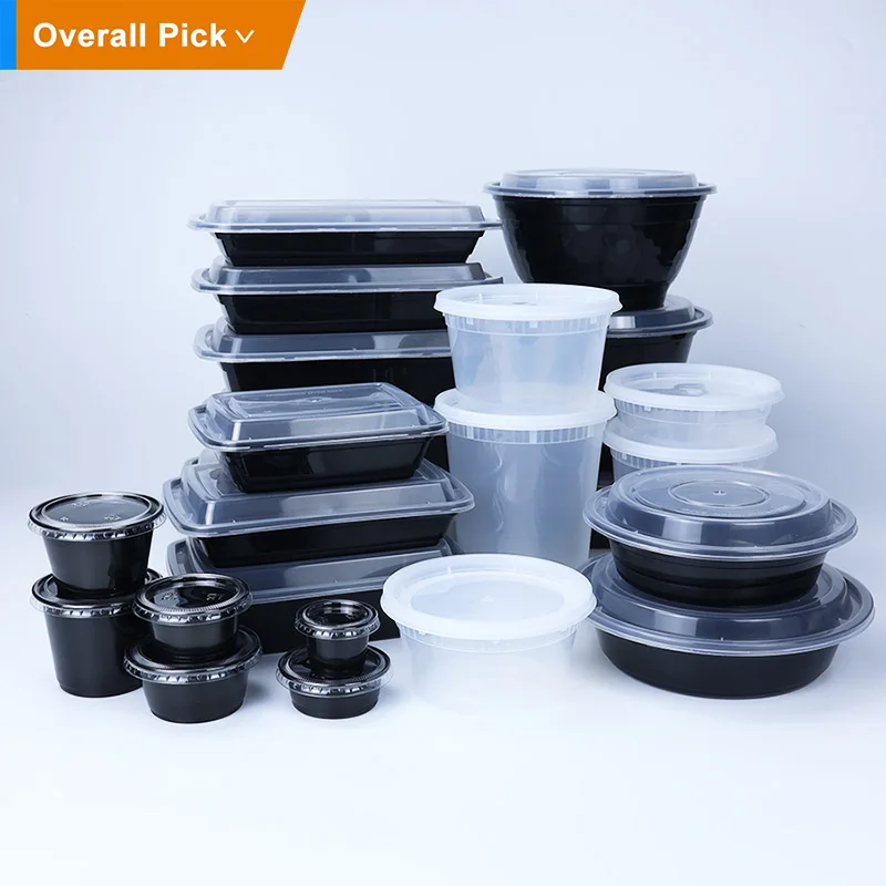 Durable Plastic Deli Containers Portion Cups and Meal Prep Containers with Clear Lids Microwave Freezer Safe