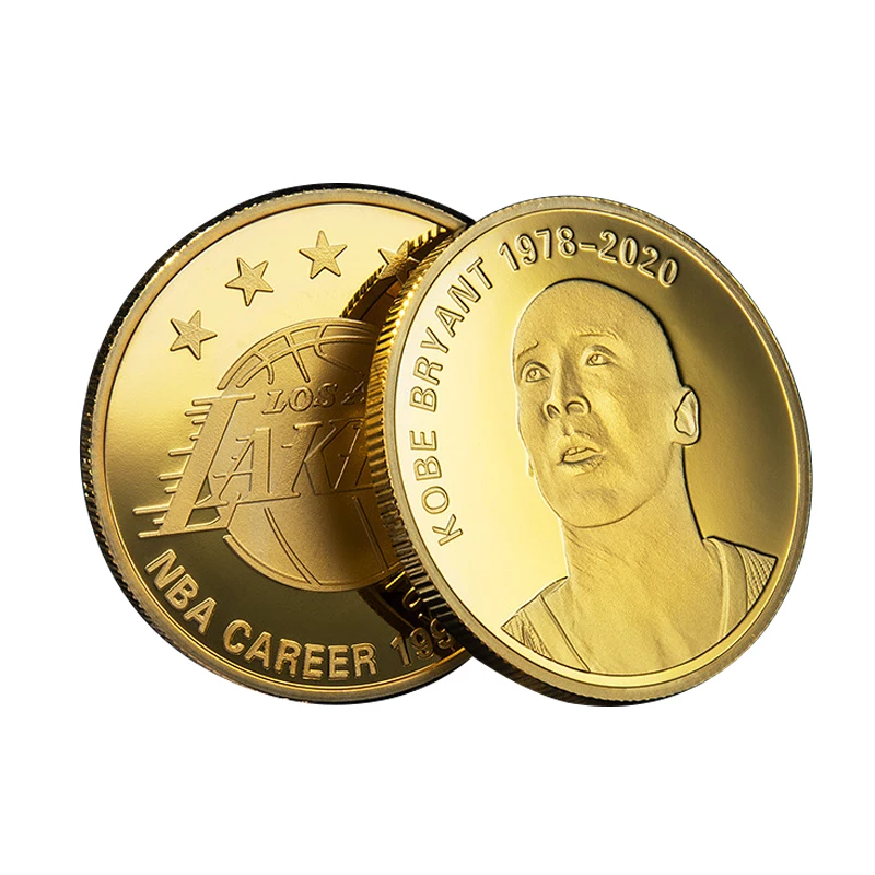 High Quality Stamped Sports Basketball Gold Plated Kobe Collectible Metal Commemorative Coin