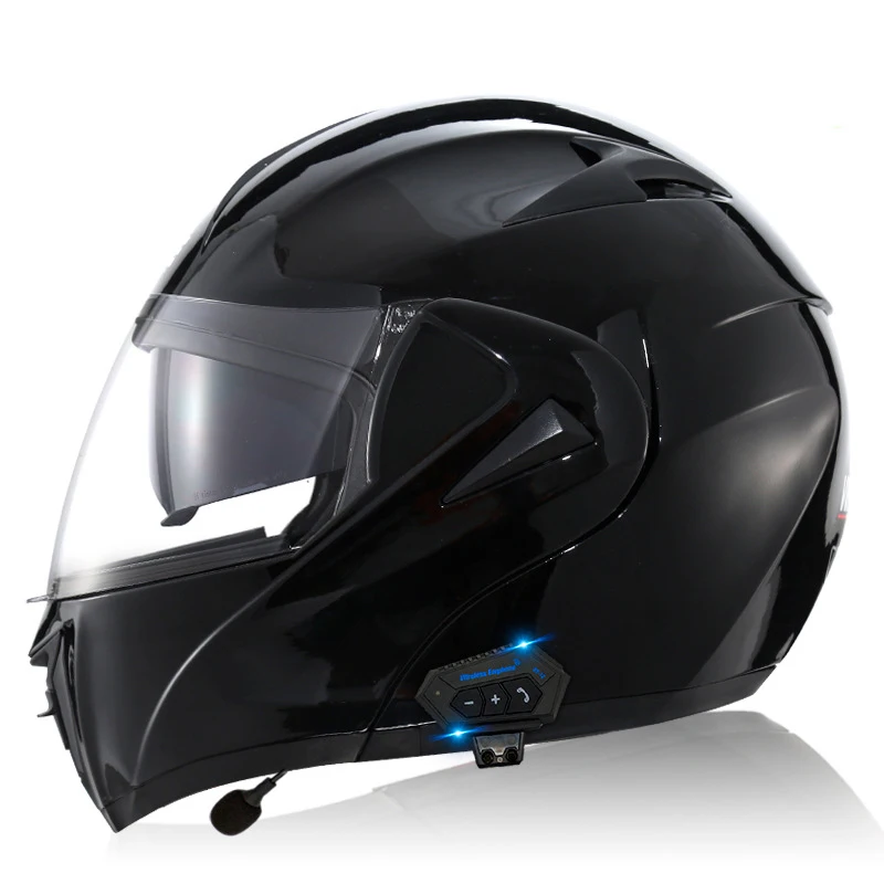 Blue  tooth bright black transparent mirror helmet visor motorcycle certified helmet motorcycle motorcycle full face helmet