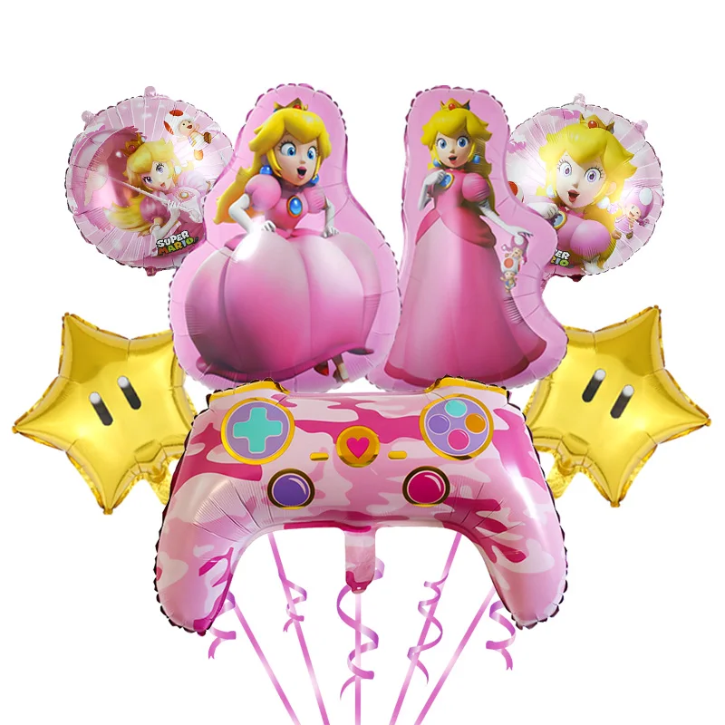 New Princess Peach Super Hero Mario Game Theme Balloon Birthday Party Decoration Supplies For Kids Toy Cartoon Foil Balloon