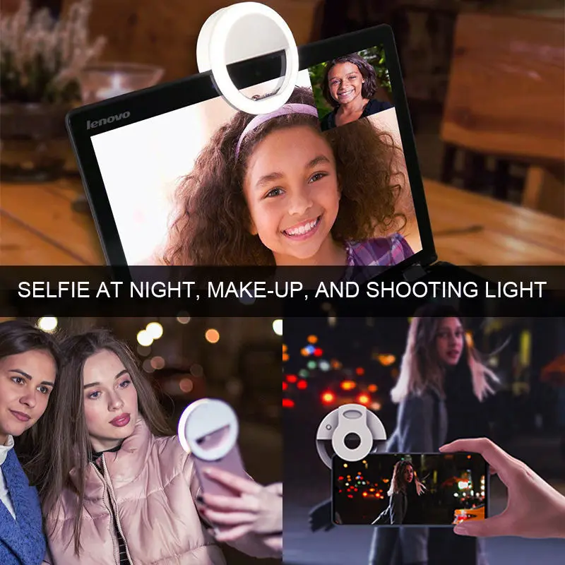 Hot sale Portable Rechargeable USB LED Selfie Ring Light 36 LED Universal fill light Ring Mounted for smartphone
